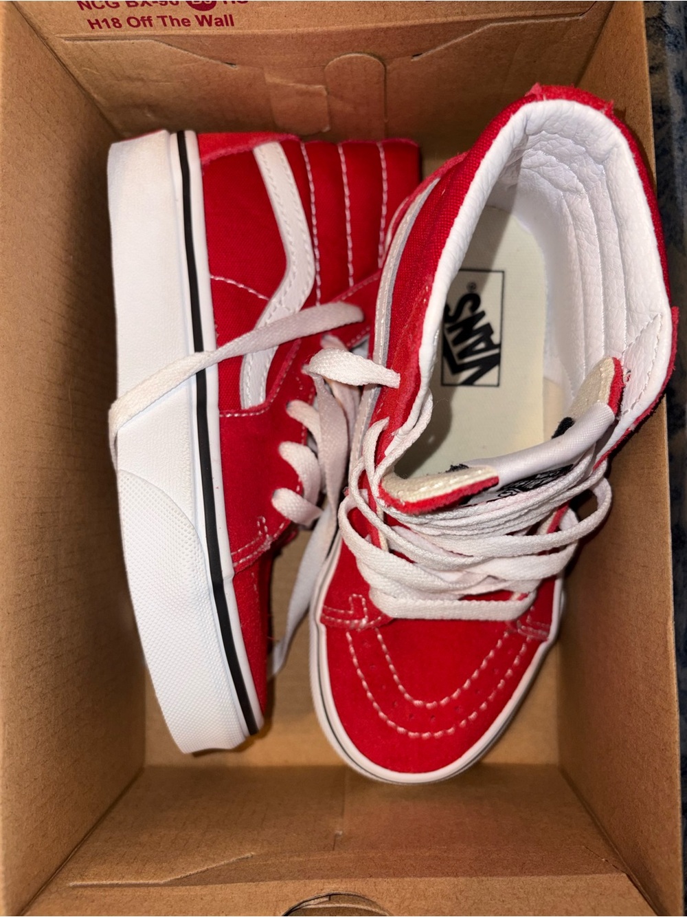 Vans Kids Red & White High-Top Skate Sneakers